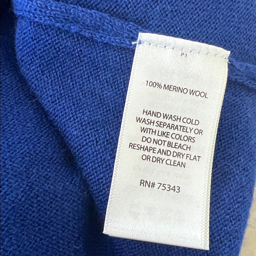 Ellen Tracy Royal Blue Crew Neck Sweater Merino Wool Size Large - Picture 4 of 5